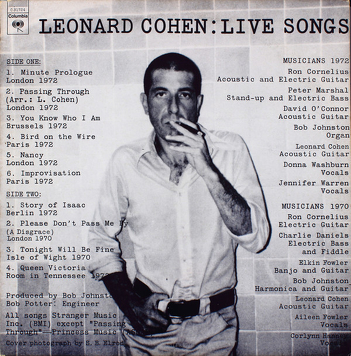 Leonard Cohen ‎– Live Songs